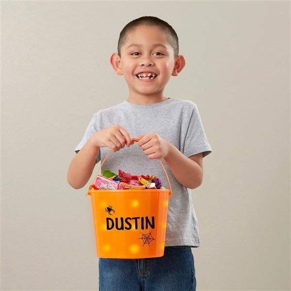 Miniatura 4 de Personalization Universe Cubo con luz LED de Halloween con nombre de araña, funciona con pilas, perfecto para fiesta de Halloween, 6.5 pulgadas de