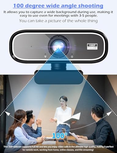Image of 1080p 60FPS Webcam Full HD with Autofocus 2.1MP Built-in Dual Digital Mic Tripod Ready Plug & Play USB Web Camera for PC Laptop Video Calls 60 FPS Cam Streaming YouTube Night Vision
