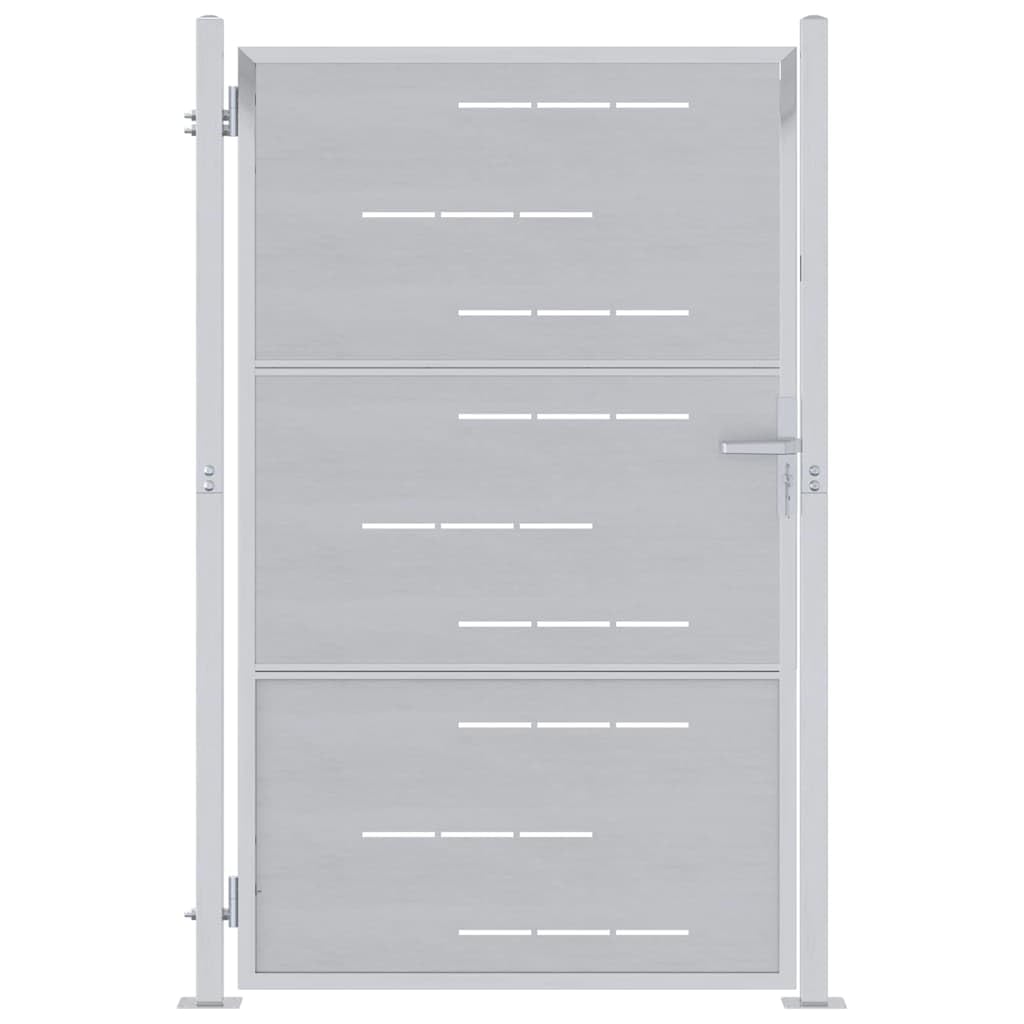 vidaXL Cancello da Giardino Argento 85 x 144 cm Acciaio Inossidabile, Cancello in Acciaio Moderno per Giardino e terrazza, barriera sicura e Ingresso Rettangolare