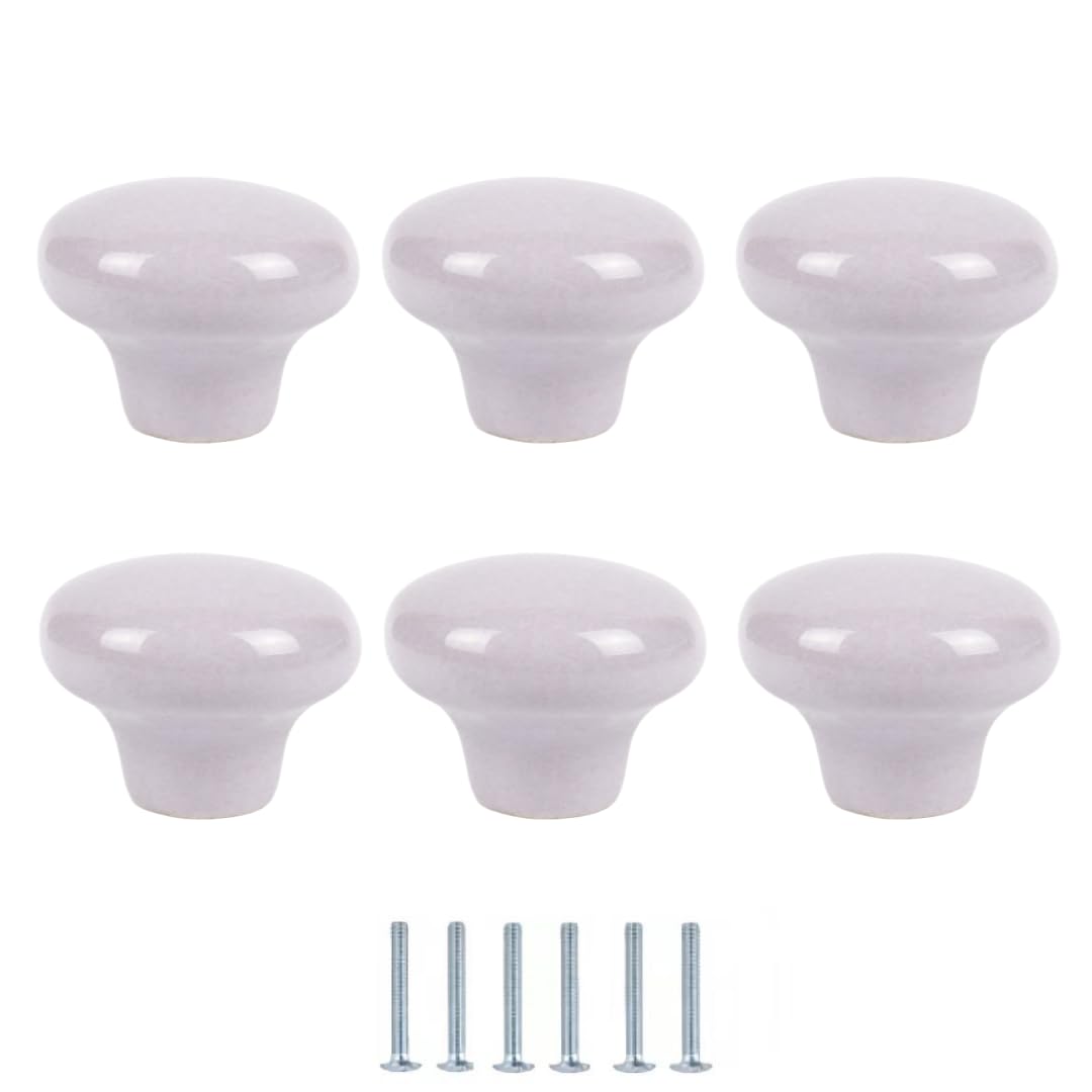 Enmrfvkz Purple Ceramic Cupboard Drawer Handle Knobs, Ceramic Single Hole Knobs Multicolor 32X24mm 6 Pcs(Purple)