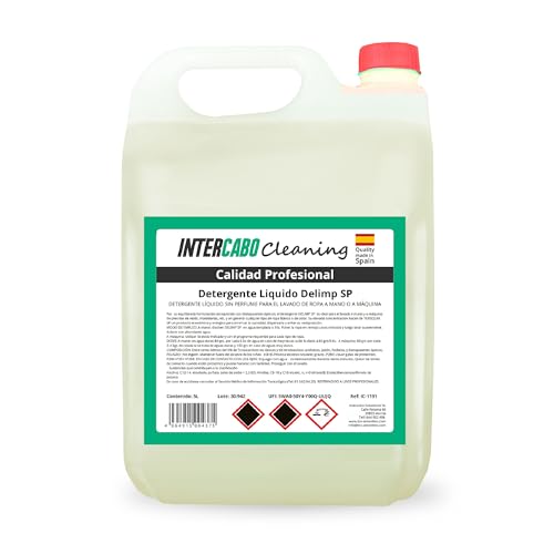 Detergente Líquido Lavadora Universal Sin Perfume 5L • Lavado Profesional de Ropa Blanca y de Color • Apto para Pieles Sensibles • Sin Fragancia Añadida • Para Lavado a Mano o a Máquina