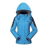 Diamond Candy Waterproof Rain Jacket Women Lightweight Outdoor Raincoat Hooded for Hiking Blue M