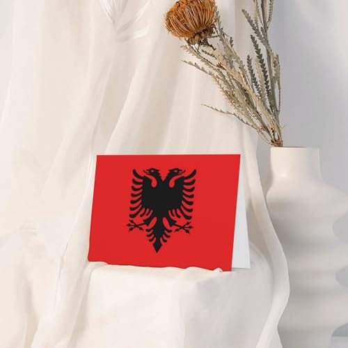 JxWCher Greeting Cards, Albanian flag Print Blank Note Cards with Envelopes for Christmas, Weddings, Thank Yous