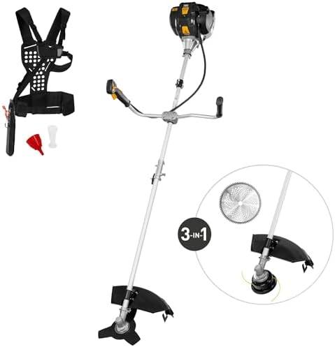 Bild 1 - TEXAS Profi Benzin Motorsense BC358D 3in1 Rasentrimmer Freischneider Benzin 4-Takt | 35,8 CCM | 42 cm Arbeitsbreite | 8,2kg | höhenverstellbar | inklusive Tragegurt und viel Zubehör