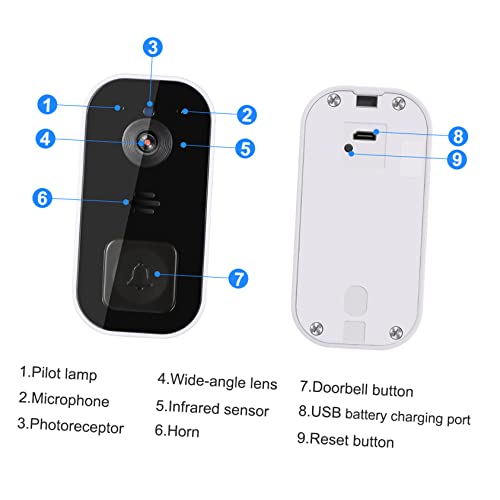 KITANDOVE Campainha Visual Campainha Inteligente Campainha De Porta Inteligente Campainha De Vídeo D