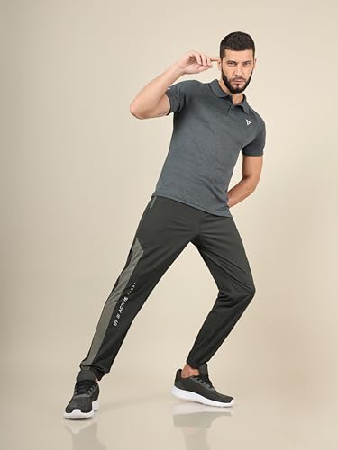 Image of TECHNOSPORT Men's Colorblock Slim Fit Sports Joggers TECHNOLITE Lightweight Active Track Pants Quick Dry Stretch Gym Running Training Fitness Activewear