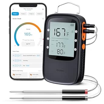 Govee Bluetooth Meat Thermometer with 2 Probes, Wireless Digital Grill Thermometer with Timer and Backlit LCD