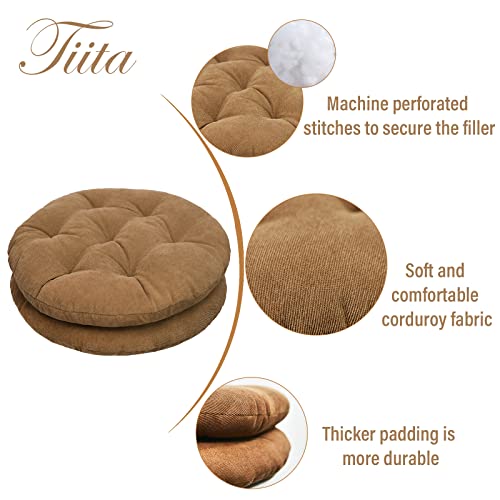Chair Seat Cushion Pads For Kitchen Set Of 2 Non Slip Round Seat Pads For Dining Chairs High Stool Chairs Bistro Bar Seat 16 X 16 Inch, Coffee #TOP1