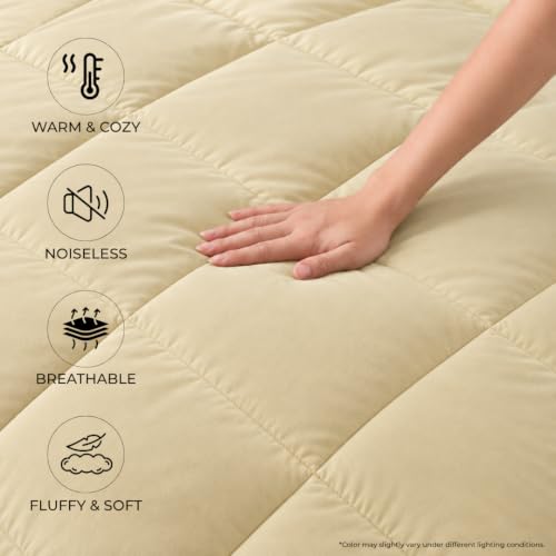 Image of King Size Comforter for Double Bed, 220 GSM Soft Microfiber AC Blanket, All Season Lightweight Reversible Bed Quilt, Premium Bedding, 90 x 100 Inch, Coffee-Khaki