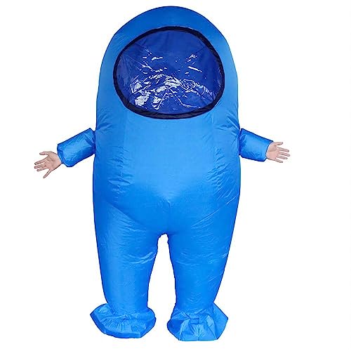 Mxosum Amon Us Inflatable Costume For Adult Funny Halloween Spacesuit Costume Astronaut Figures For Adult Game Fans(Blue) #TOP1