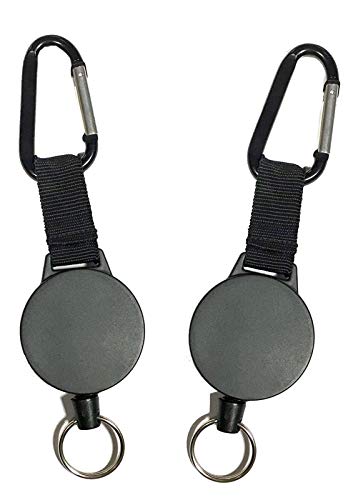2 ALAZCO Heavy Duty Retractable Key Chain & Badge Reel Holder W/Carabiner Clip â€“ Swivel-Back Extractable 42 inch Yo-Yo Stainless Cable - Great for Swipe ID Cards or USB Flash Drives