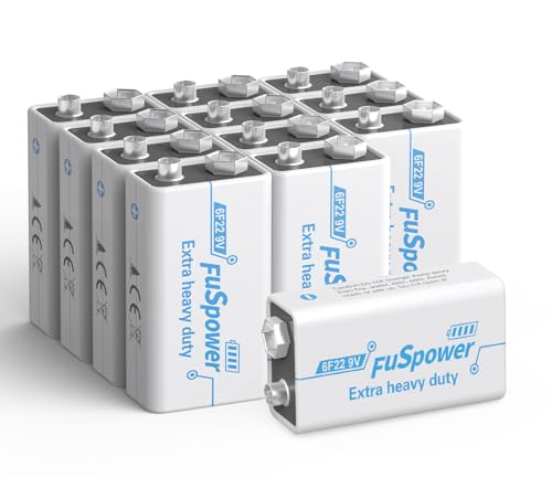 Image of 9V Batteries for Smoke Detector: Ultra Long Lasting Fire Alarm Battery 12 Pack - 6F22 Super Heavy Duty Power for Guitar Pedals Microphone Multimeter - Green Energy Mercury /Cadmium /Lead-Free