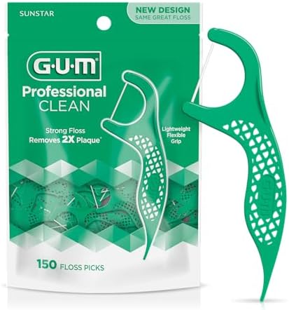 GUM Professional Clean Dental Floss Picks, Fresh Mint, 150 Count
