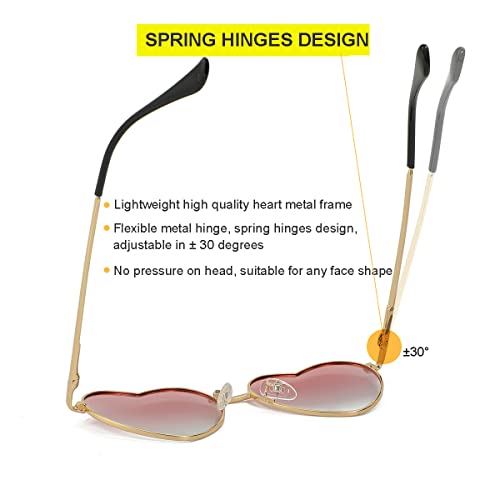 Jovakit Kids Polarized Heart Shape Sunglasses For Toddler Girls Age 3-10, Cute Lovely Style Metal Frame Uv400 Protection Sun Glasses (Gold/Gradient Pink) #TOP4