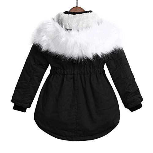 Girls and Toddlers' Winter Long Puffer Jacket Plush Lined Hooded Coat Fashion Windproof Faux Fur Trim Parka Down Jacket4