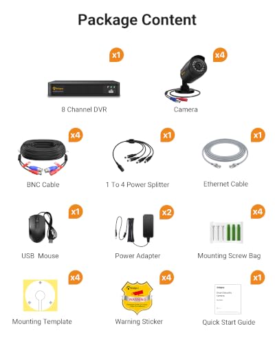 Miniatura 9 de Anlapus 1080p Kit De Cámaras Seguridad 8ch H.265 Videograbador Dvr Con 4 Cámara De Vigilancia Exterior, Sin Disco Duro, Visión Nocturna, Alarma De Movimiento
