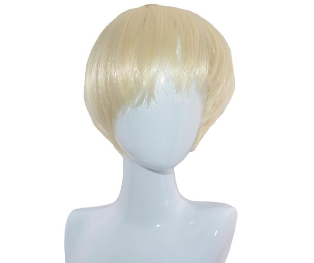 Men's Short Blonde Wig Layered Fluffy Punk Style Synthetic Hairpiece for Cosplay & Dress Party - Image 2