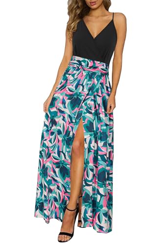 Image of Newshows Women's 2026 Lightweight Summer Wedding Guest Beach Vacation Casual V Neck Split Flowy Maxi Dress