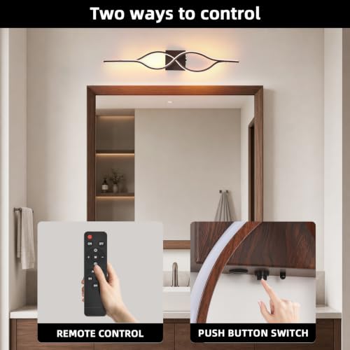 Image of Battery Operated Wall Sconces Set of 2, Walnut 31.4'' LED Dimmable Wall Sconce with Remote Control, Adjustable Color Temperature Brightness for Living Room Bedroom and Hallway Rechargeable Lighting