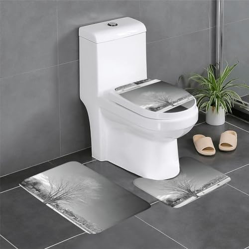 ESASAM Set di 3 tappeti da bagno con stampa di alberi di salice, eleganti e resistenti, in morbido e confortevole tessuto di flanella