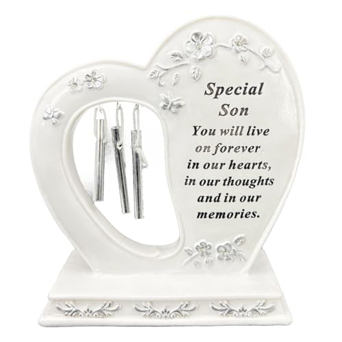 Angraves Special Son Graveside Memorial Wind Chime Heart Grave Plaque Ornament Decoration