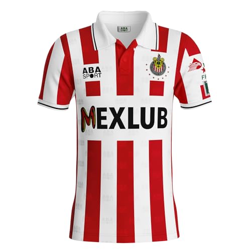 Guadalajara Jersey 1994-1995 Hombre | Diseo Original de Temporada | Camiseta Retro Guadalajara | Alta Calidad | Corte Clsico (US Alpha Medium Regular Regular Rojiblanca)