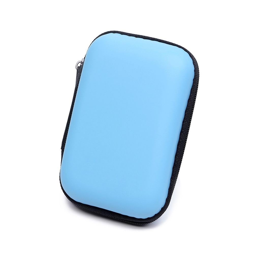 2 mini borsa portatile per auricolari, portamonete, custodia per riporre schede di memoria, organizer per cavi, accessori per cuffie (azzurro)