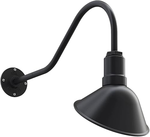 Steel Lighting Co. Venice Store - Letrero de luz para pared de restaurante al aire libre, cúpula de 9 pulgadas, cuello de cisne de 23 pulgadas,