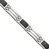 Chisel Stainless Steel Black Carbon Fiber 8.5in Bracelet 8.5'