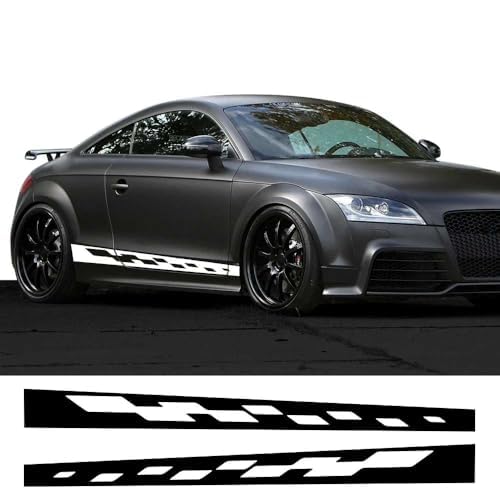 UNCLE LIAO Car Side Skirt For Audi TT 8N MK1 MK2 8J Coupe MK3 8S Roadster TFSI Auto Car Door Sticker Side Step Skirt.,White