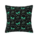 QAZWZML Fundas de almohada cuadradas de 12 x 12 pulgadas, fundas de almohada extraíbles con estampado de alienígenas, adecuadas para sofás, camas y decoraciones de interiores.