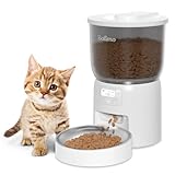 Balimo Distributeur Croquettes Chat Automatique, 3L Distributeur Croquettes Chat, Minuterie Programmable Distributeur De Croquettes pour Chat, 6 Repas par Jour, Convient Aux Chiens et Chats, Blanc