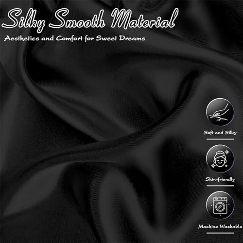 Image of Entisn 28x52 Satin Fitted Crib Sheet 2 Pack, Black | 8-Inch Deep Pocket Snug Fit, Silky Satin Protects Hair And Skin, No-Slip Reinforced Edges, Machine Washable Fade-Resistant