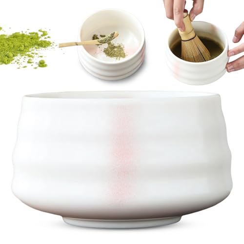 PRITOK Bol à matcha en céramique : 580 ml Bol à matcha traditionnel japonais en céramique pour salon de thé Cuisine Matcha Latte ami de famille, 12,7 x 7 cm