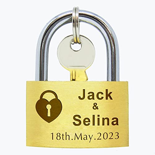 Personalized Padlock Engraved Padlock Love Lock Personalized Locks for Her Him Girls Couples Lover Anniversary Wedding Gifts Large Love Lock for Travel Trip Valentines(Design 1)