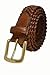 796-TAN - Toneka Men's Woven Tan Caramel Full grain Braided Leather Dress Belt with Solid Brass Buckle