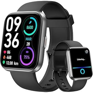 Smart Watches for Men Women, Alexa Built-in Fitness Watch with 1.8″ LCD Screen & Bluetooth Call (Make/Answer), Heart Rate/SpO2/Sleep Monitor, 100 Sports, IP68 Waterproof Smartwatch for iPhone Android