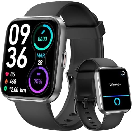 Smart Watches for Men Women, Alexa Built-in Fitness Watch with 1.8″ LCD Screen & Bluetooth Call (Make/Answer), Heart Rate/SpO2/Sleep Monitor, 100 Sports, IP68 Waterproof Smartwatch for iPhone Android