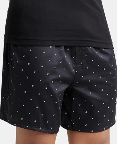 Image of Jockey NY07 Men's Super Combed Cotton Satin Weave Printed Boxer Shorts with Side Pocket