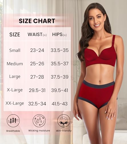 Image of Eiggam Women's Cotton Bikini Panties,High-Cut Full Coverage Stretch Cool Underwear for Women
