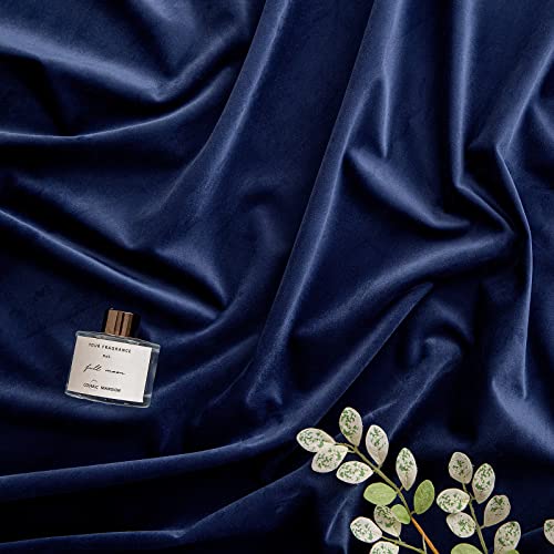 Woaboy Velvet Curtains 90 Drop Navy Blue Curtain for Living Room Thermal Blackout for Bedroom Luxury Eyelet Drapes Soft Window Treatment Insulated Soundproof & Room Darkening W 66 x L 90 2 Panels - Image 5