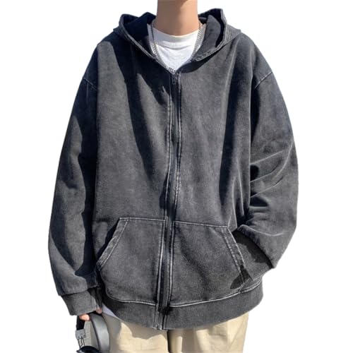 YUNZSXJY Men's Fashion Oversized Sweatshirt Vintage Zip Up Hoodies