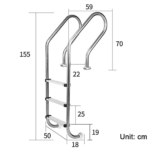 Escalera para Piscina Acero Inoxidable 2 Pasos Antideslizante miniatura 2