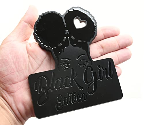 Image of Custom Black Girl Edition Car Badge Emblem Decals - Compatible Vehicles, Doors, Body, Fenders, Trunk - Stylish Dynamic Look (Black)