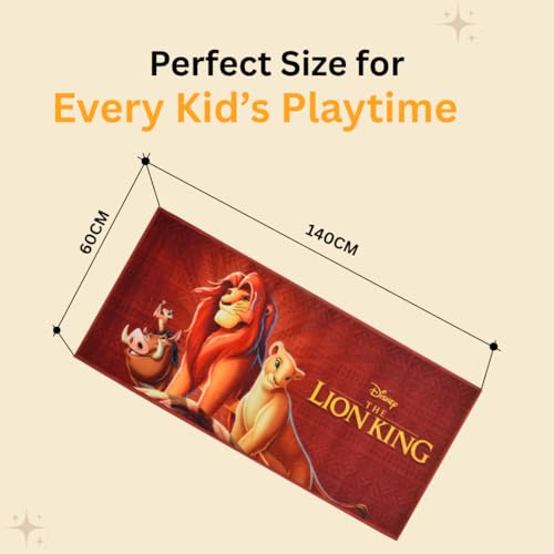 Image of Athom Living Disney Lion King Runner Carpet 2x4.5 Ft, Soft Printed Mat with Anti-Skid Backing, Durable Washable Runner for Kids Bedroom, Play Area & Playroom Decor
