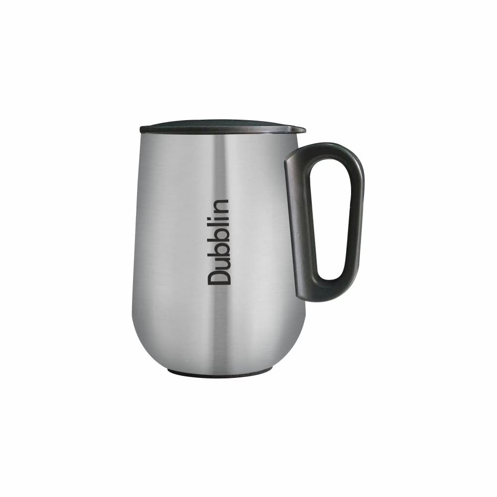 DUBBLIN Rugby Stainless Steel Unbreakable Tea Coffee Mug Double Wall with Handle and Lid, Wide Mouth Mug Keeps Beverages Hot & Cold 270 ML Silver-image-46