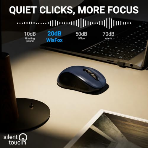 Image of WisFox 2.4GHz Wireless Mouse for Laptop, Ergonomic 6-Button, Matt Gray