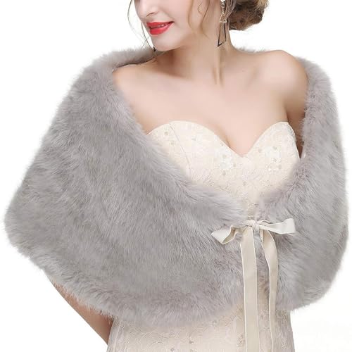 Châles et étoles en fausse fourrure pour mariage d'hiver et demoiselle d'honneur