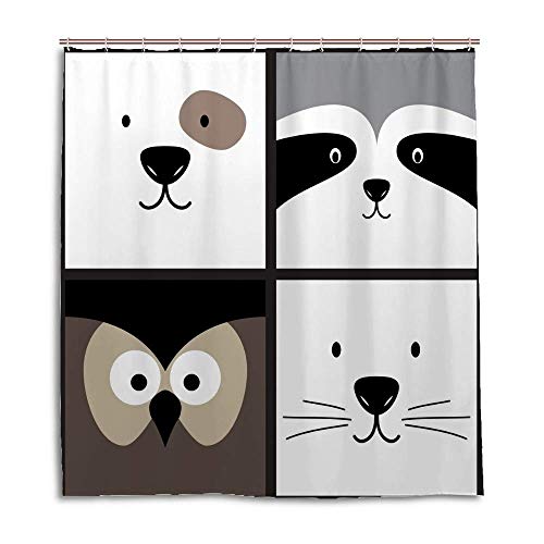 Rideau de douche polyester imperméable chat chien chouette 167x182 cm - 2
