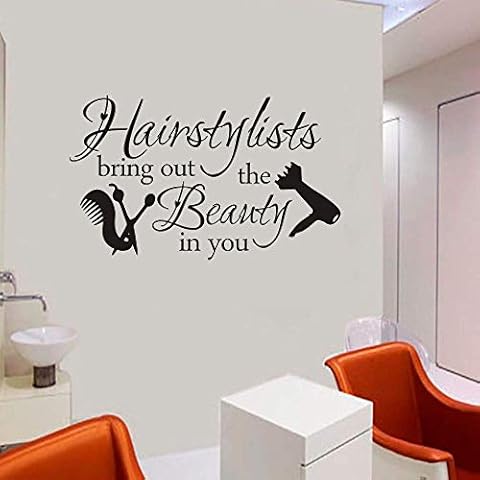 FlyWallD Hair Salon Decal Hairstylist Quotes Wall Sticker Vinyl Art Window Barbershop Decor Cover